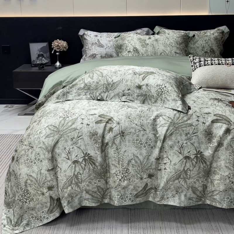 91家纺网 家纺一手货源 找家纺 （总）  2025新品A类100支天丝棉夹棉床盖床笠四件套全棉床单夏季轻奢真丝高端床上用品