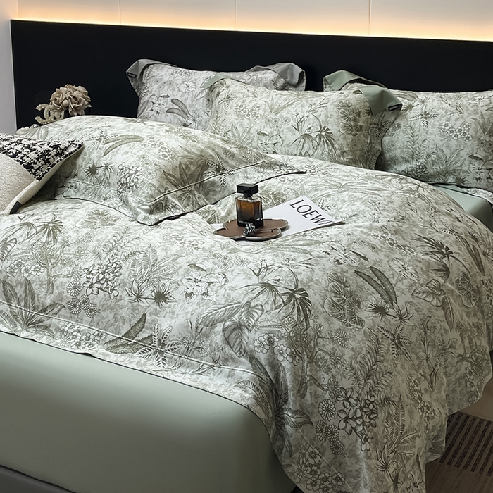 91家纺网 家纺一手货源 找家纺 （总）  2025新品A类100支天丝棉夹棉床盖床笠四件套全棉床单夏季轻奢真丝高端床上用品
