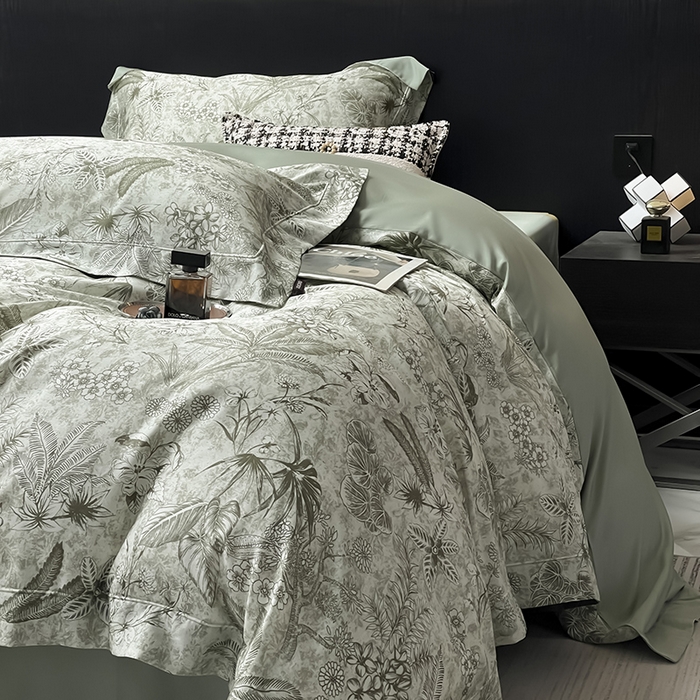 91家纺网 家纺一手货源 找家纺 （总）  2025新品A类100支天丝棉夹棉床盖床笠四件套全棉床单夏季轻奢真丝高端床上用品