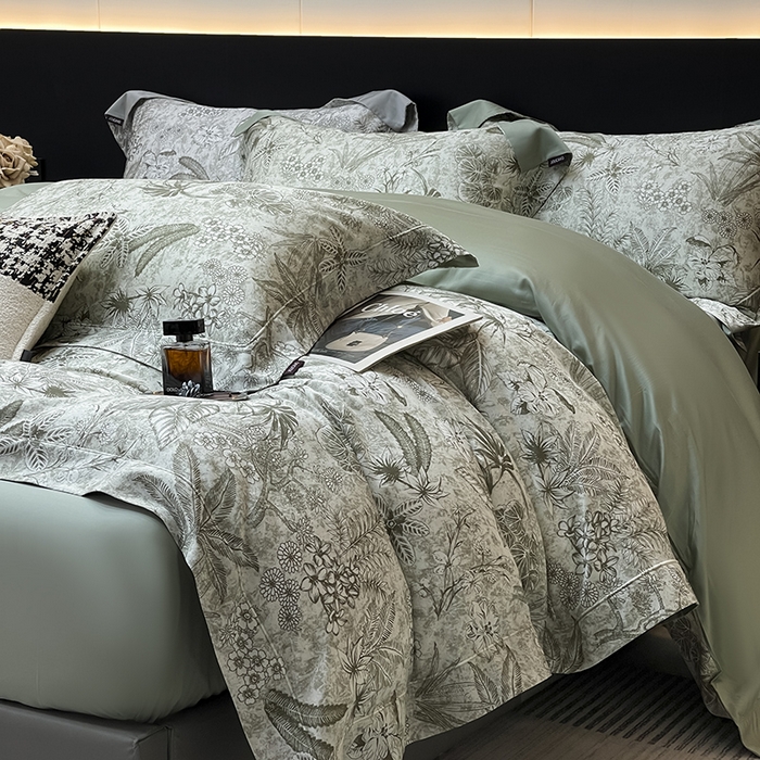 91家纺网 家纺一手货源 找家纺 （总）  2025新品A类100支天丝棉夹棉床盖床笠四件套全棉床单夏季轻奢真丝高端床上用品