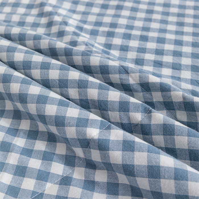 91家纺网 家纺一手货源 找家纺 天瑜家纺 2025新款色织全棉水洗棉棉花夏被 蓝小格