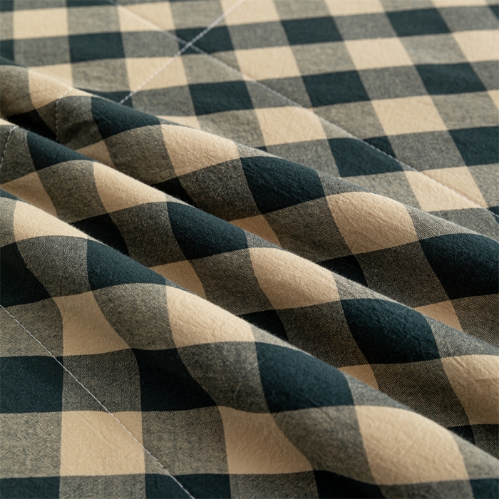 91家纺网 家纺一手货源 找家纺 天瑜家纺 2025新款色织全棉水洗棉棉花夏被 绿咖中格