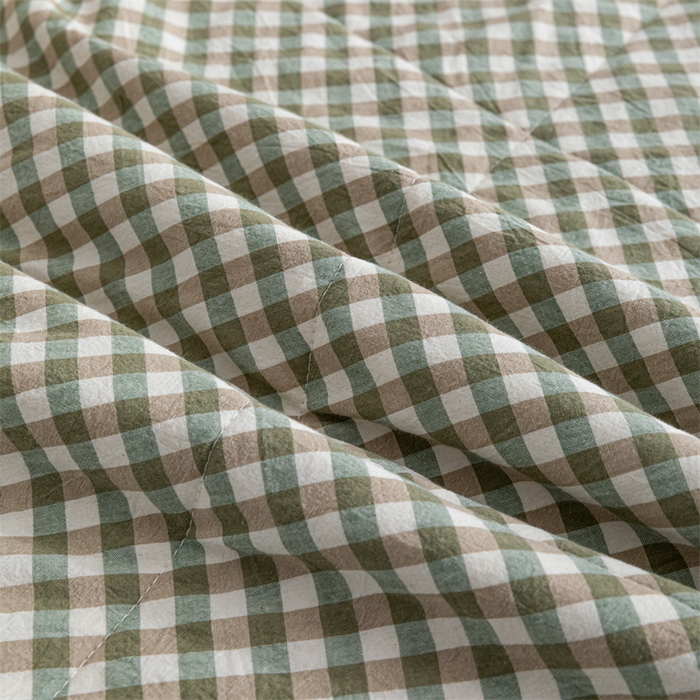 91家纺网 家纺一手货源 找家纺 天瑜家纺 2025新款色织全棉水洗棉棉花夏被 绿小格