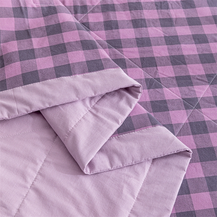 91家纺网 家纺一手货源 找家纺 天瑜家纺 2025新款色织全棉水洗棉棉花夏被 深紫中格