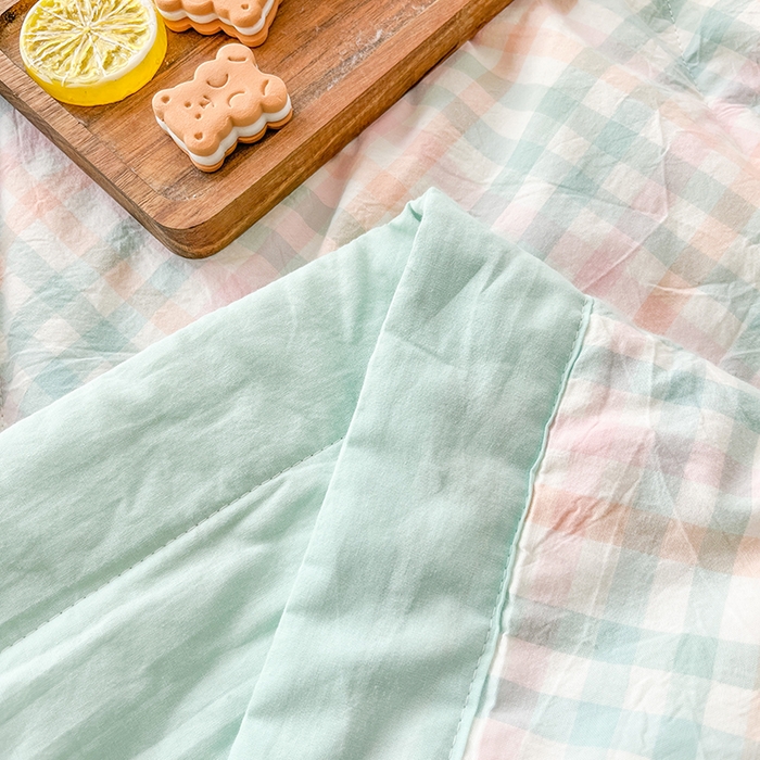 91家纺网 家纺一手货源 找家纺 天瑜家纺 2025新款色织全棉水洗棉棉花夏被 冰激凌格