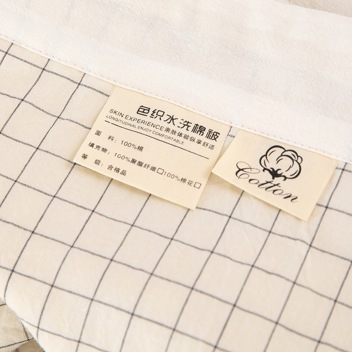 91家纺网 家纺一手货源 找家纺 天瑜家纺 2025新款色织全棉水洗棉棉花夏被 纯白小格