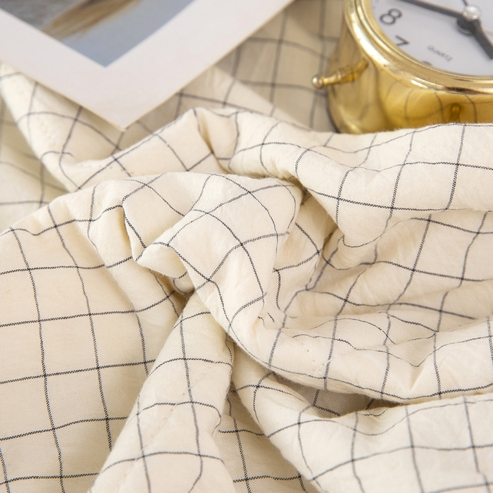 91家纺网 家纺一手货源 找家纺 天瑜家纺 2025新款色织全棉水洗棉棉花夏被 纯白小格