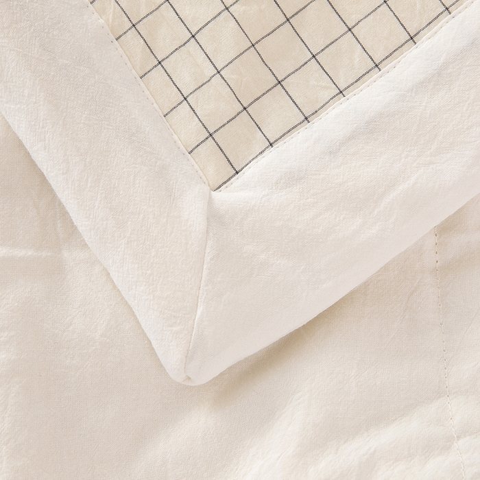 91家纺网 家纺一手货源 找家纺 天瑜家纺 2025新款色织全棉水洗棉棉花夏被 纯白小格