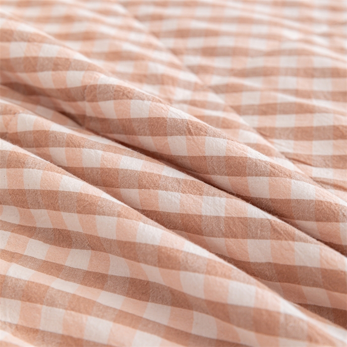 91家纺网 家纺一手货源 找家纺 天瑜家纺 2025新款色织全棉水洗棉棉花夏被 粉小格