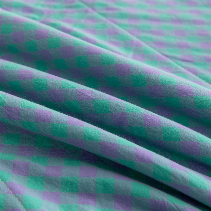 91家纺网 家纺一手货源 找家纺 天瑜家纺 2025新款色织全棉水洗棉棉花夏被 绿紫小格