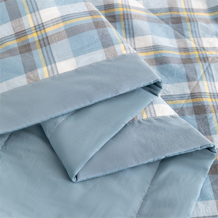 91家纺网 家纺一手货源 找家纺 天瑜家纺 2025新款色织全棉水洗棉棉花夏被 莫妮蓝