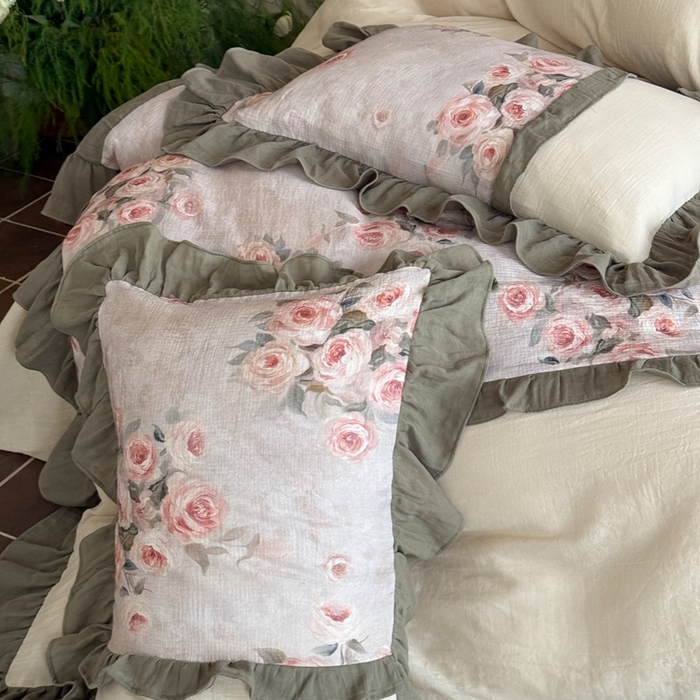 91家纺网 家纺一手货源 找家纺 （总）MIU缪家居2025新款全棉超柔皱皱纱珍妮花园四件套