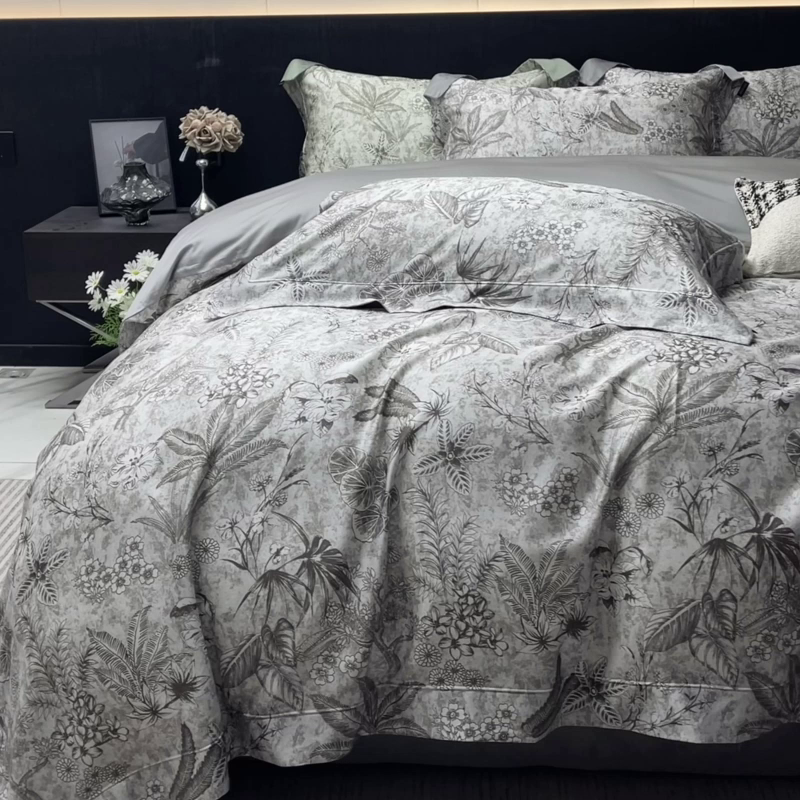 91家纺网 家纺一手货源 找家纺 （总） 2025高端轻奢A类天丝棉印花四件套全棉数码印花丝滑裸睡被套真丝夏季床上用品