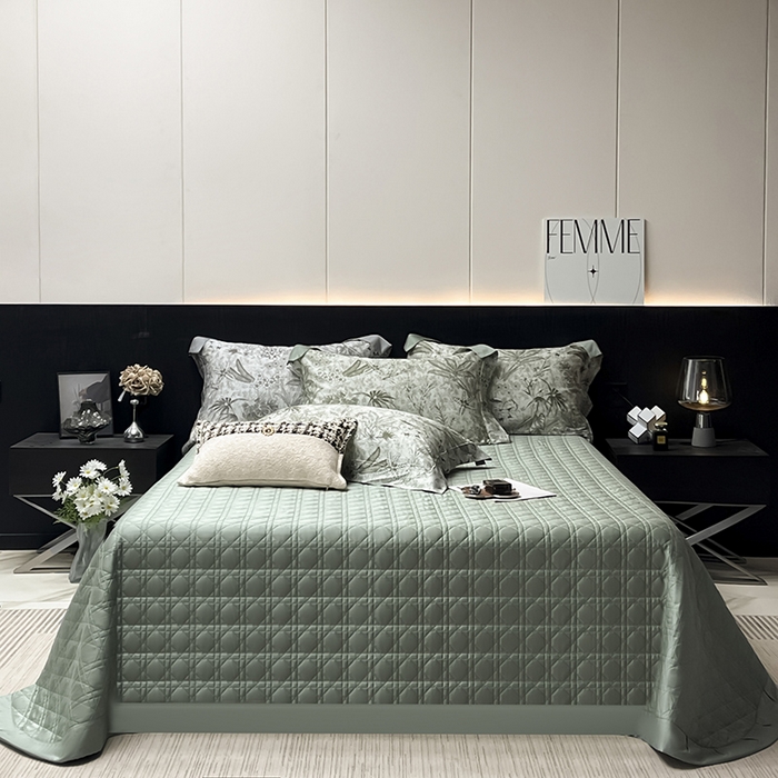 91家纺网 家纺一手货源 找家纺 （总） 2025新品A类天丝棉夹棉床盖床笠四件套全棉真丝保护罩高级感数码印花床上用品