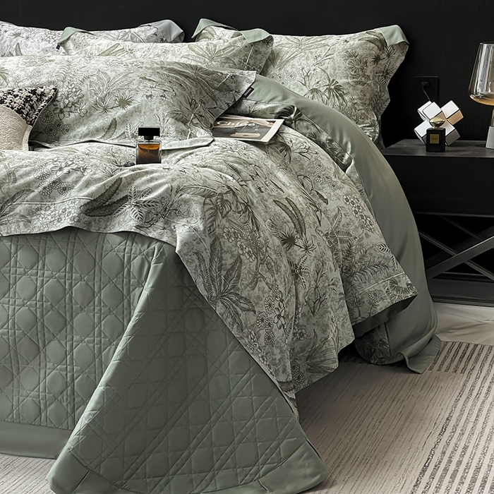 91家纺网 家纺一手货源 找家纺 （总） 2025新品A类天丝棉夹棉床盖床笠四件套全棉真丝保护罩高级感数码印花床上用品