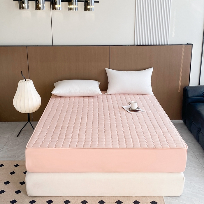 91家纺网 家纺一手货源 找家纺 凡客2025新款夹棉防水绗缝隔尿床笠 粉