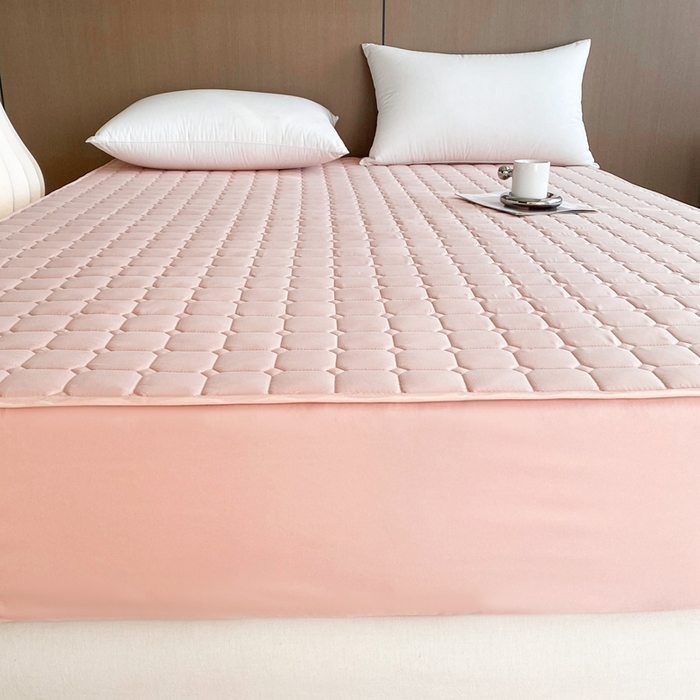 91家纺网 家纺一手货源 找家纺 凡客2025新款夹棉防水绗缝隔尿床笠 粉