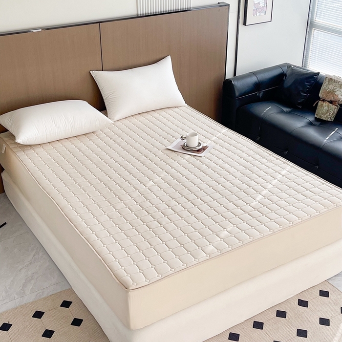 91家纺网 家纺一手货源 找家纺 凡客2025新款夹棉防水绗缝隔尿床笠 卡其