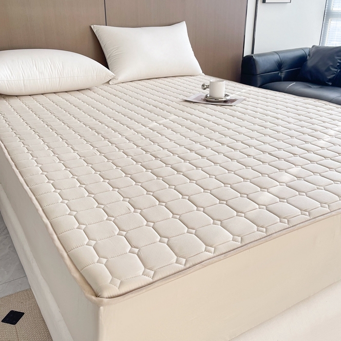 91家纺网 家纺一手货源 找家纺 凡客2025新款夹棉防水绗缝隔尿床笠 卡其