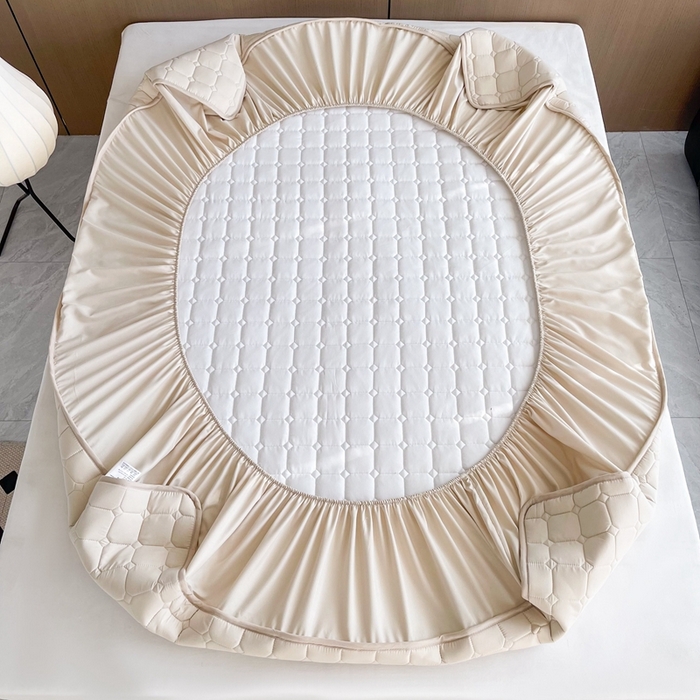 91家纺网 家纺一手货源 找家纺 凡客2025新款夹棉防水绗缝隔尿床笠 卡其