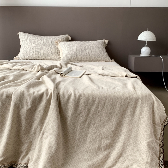 凡客2025新款棉麻色织提花双层纱蚕丝棉夏被（镂空花边款） 洛克伊庄园