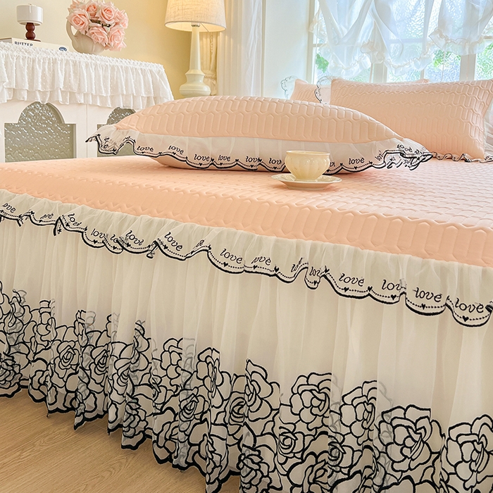 91家纺网 家纺一手货源 找家纺 2025新款凉感丝乳胶凉席床裙款夏被四件套-爱恋 玉