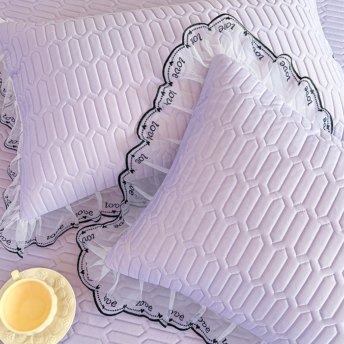 91家纺网 家纺一手货源 找家纺 2025新款凉感丝乳胶凉席床裙款夏被四件套-爱恋 紫