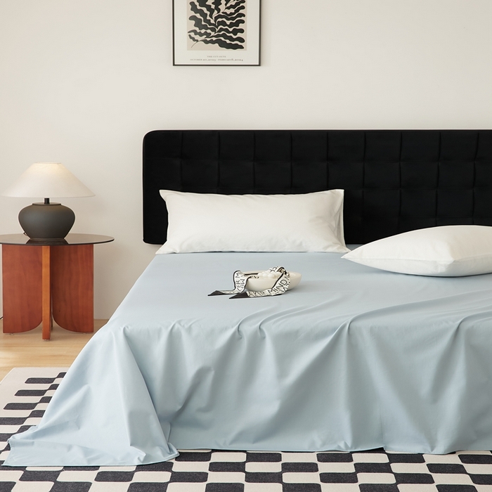 91家纺网 家纺一手货源 找家纺 EH家居 2025全棉半糖主义-单品系列-床单 半糖-光蓝