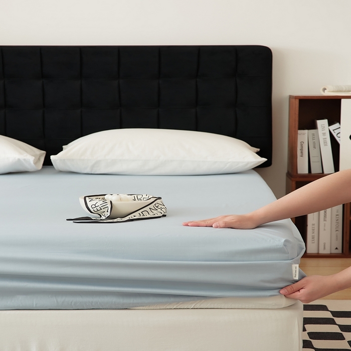 91家纺网 家纺一手货源 找家纺 EH家居 2025全棉半糖主义-单品系列-床笠 半糖-光蓝