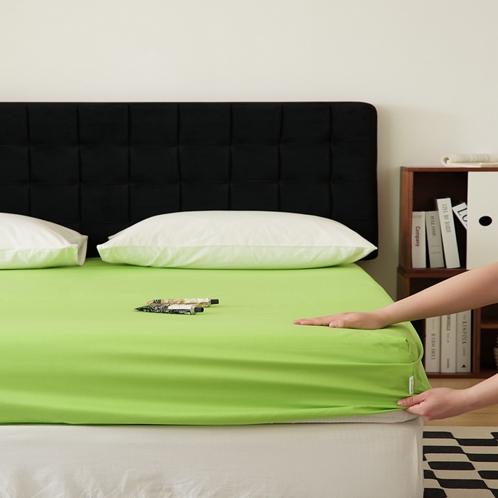 91家纺网 家纺一手货源 找家纺 EH家居 2025全棉半糖主义-单品系列-床笠 半糖-苹果绿