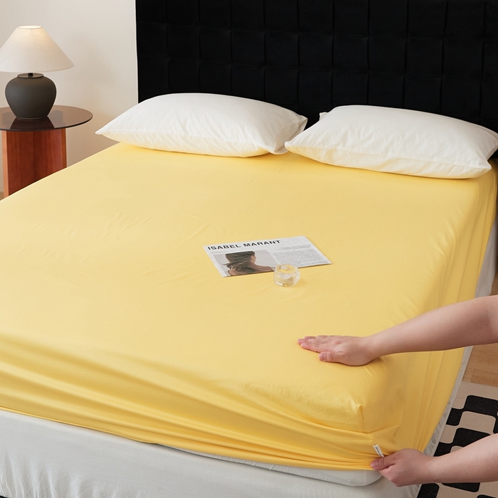 91家纺网 家纺一手货源 找家纺 EH家居 2025全棉半糖主义-单品系列-床笠 半糖-芒果黄