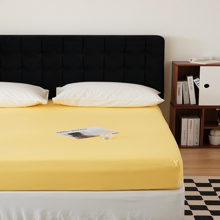 91家纺网 家纺一手货源 找家纺 EH家居 2025全棉半糖主义-单品系列-床笠 半糖-芒果黄