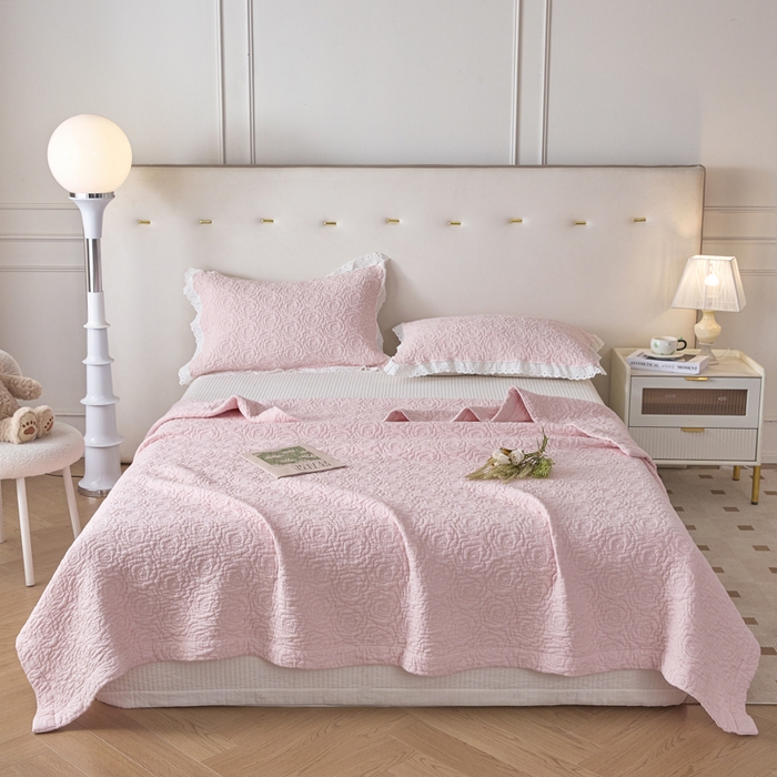 91家纺网 家纺一手货源 找家纺 悦然毛巾被 2025新款全棉沁氧纱布夏被夏凉被空调被毛巾被 玫瑰沁氧粉