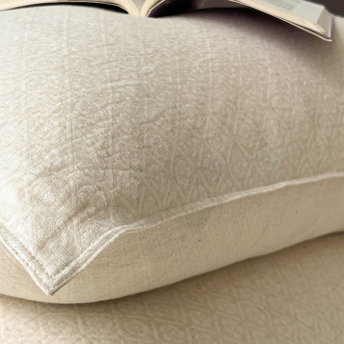 91家纺网 家纺一手货源 找家纺 鸿羽樱2025新款新款棉麻色织提花双层纱简单款四件套 铃兰浅