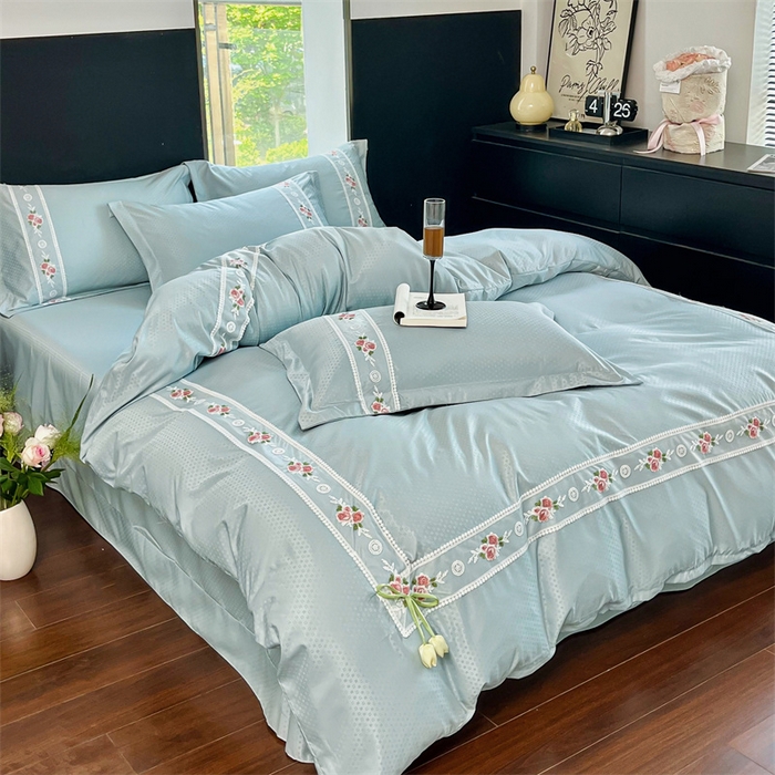 91家纺网 家纺一手货源 找家纺 庭笙 2025新款轻奢少女小香风提花四件套 星云兰