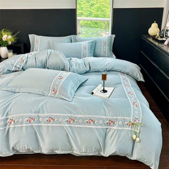 91家纺网 家纺一手货源 找家纺 庭笙 2025新款轻奢少女小香风提花四件套 星云兰