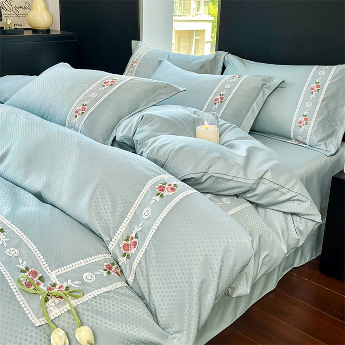 91家纺网 家纺一手货源 找家纺 庭笙 2025新款轻奢少女小香风提花四件套 星云兰