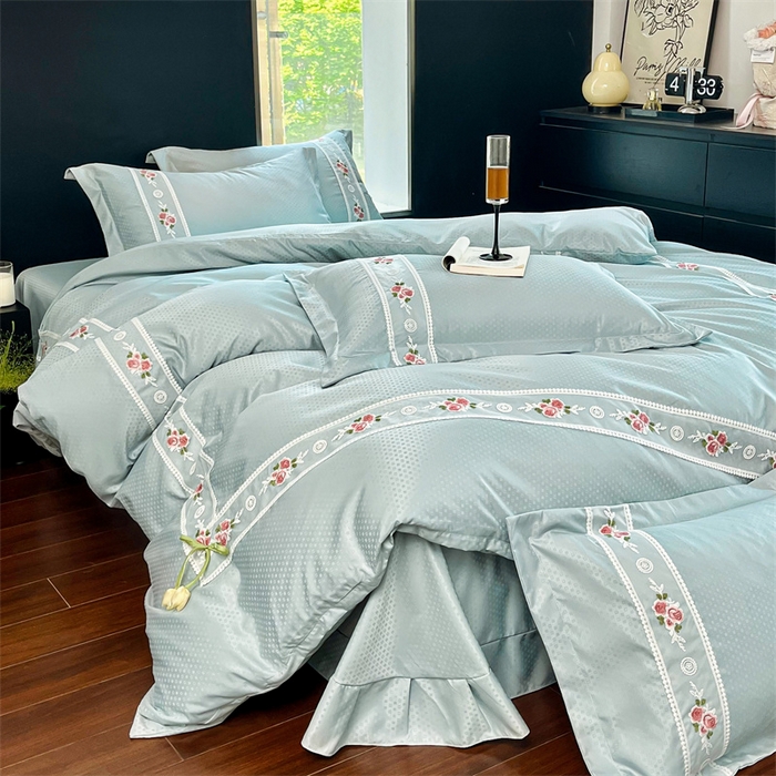 91家纺网 家纺一手货源 找家纺 庭笙 2025新款轻奢少女小香风提花四件套 星云兰