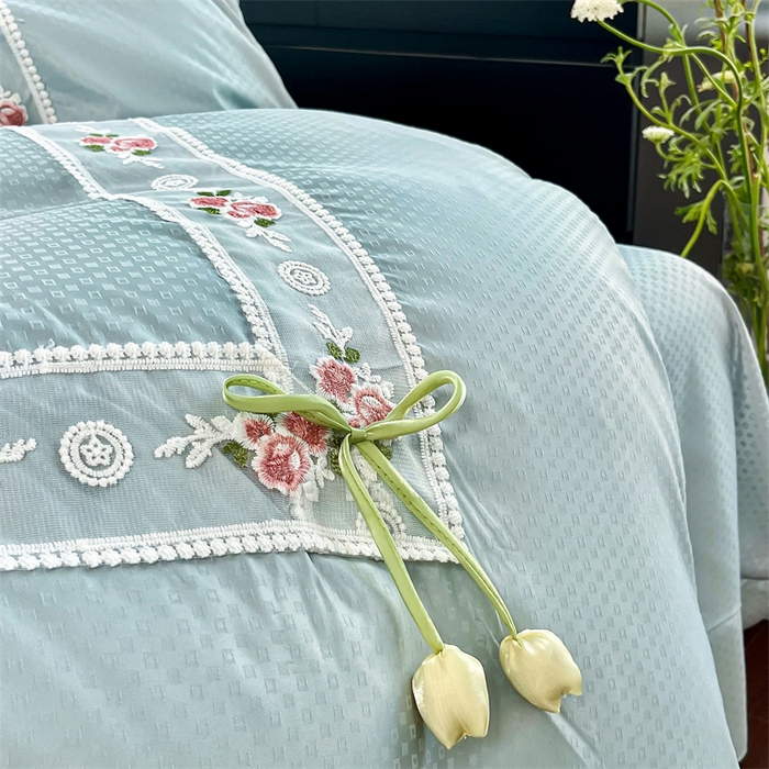 91家纺网 家纺一手货源 找家纺 庭笙 2025新款轻奢少女小香风提花四件套 星云兰