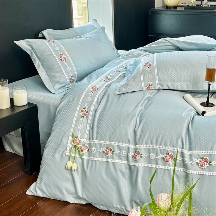 91家纺网 家纺一手货源 找家纺 庭笙 2025新款轻奢少女小香风提花四件套 星云兰