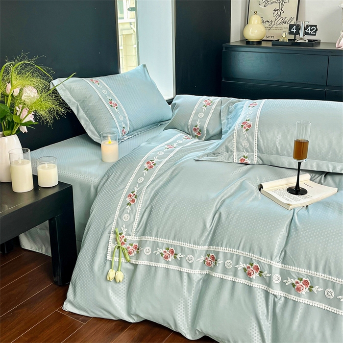 91家纺网 家纺一手货源 找家纺 庭笙 2025新款轻奢少女小香风提花四件套 星云兰