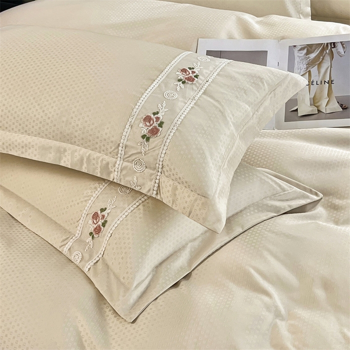 91家纺网 家纺一手货源 找家纺 庭笙 2025新款轻奢少女小香风提花四件套 星云浅咖