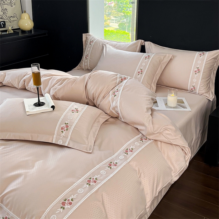 91家纺网 家纺一手货源 找家纺 庭笙 2025新款轻奢少女小香风提花四件套 星云玉