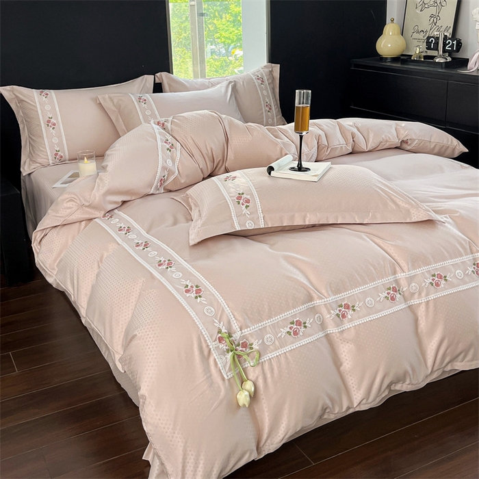 91家纺网 家纺一手货源 找家纺 庭笙 2025新款轻奢少女小香风提花四件套 星云玉