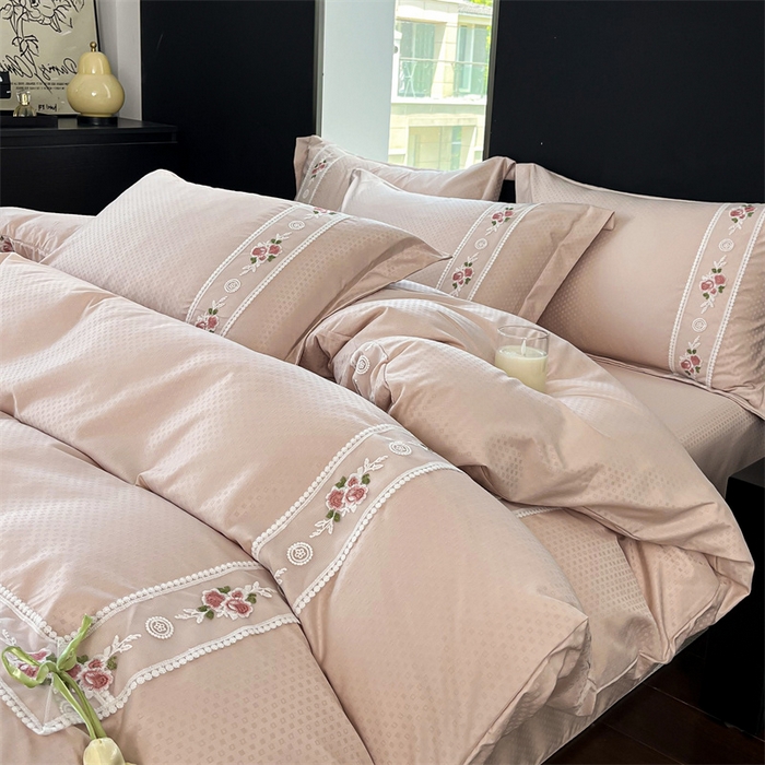 91家纺网 家纺一手货源 找家纺 庭笙 2025新款轻奢少女小香风提花四件套 星云玉