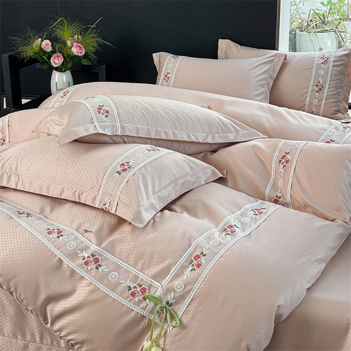 91家纺网 家纺一手货源 找家纺 庭笙 2025新款轻奢少女小香风提花四件套 星云玉