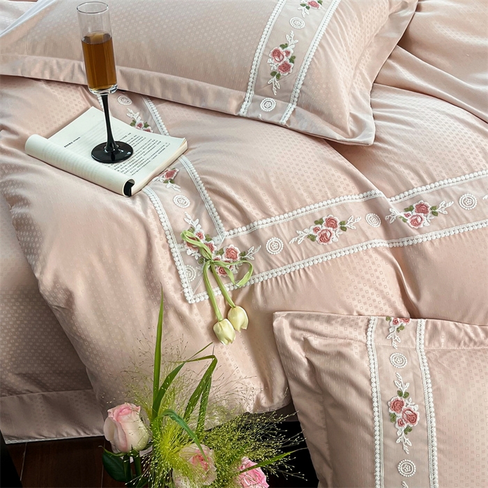 91家纺网 家纺一手货源 找家纺 庭笙 2025新款轻奢少女小香风提花四件套 星云玉