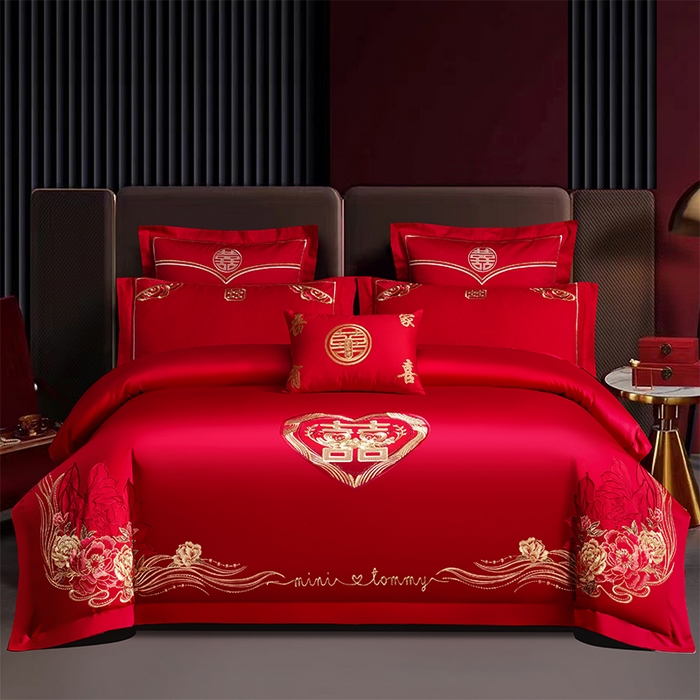 91家纺网 家纺一手货源 找家纺 （总）洽想家 2025新款全棉新中式刺绣婚庆四件套多件套（控价销售最低不低于288元）