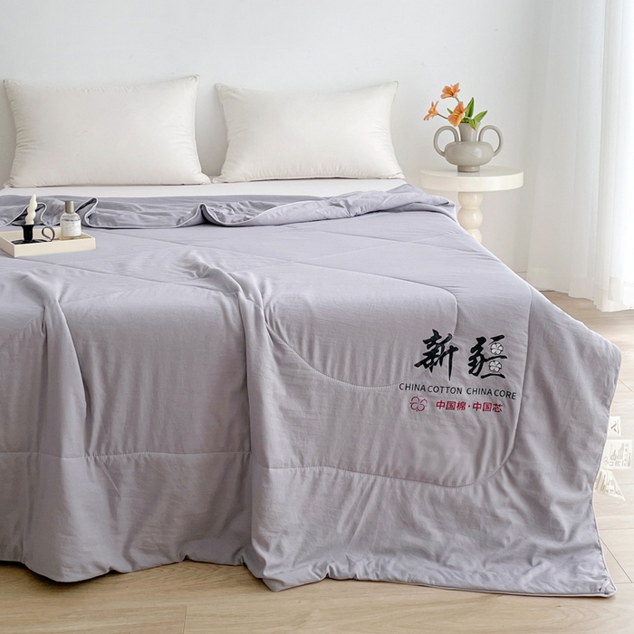91家纺网 家纺一手货源 找家纺 思雅庭 2025新款水洗棉新疆棉花被夏被夏凉被空调被子 灰色