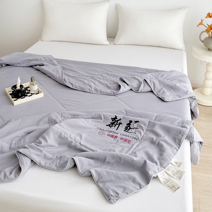 91家纺网 家纺一手货源 找家纺 思雅庭 2025新款水洗棉新疆棉花被夏被夏凉被空调被子 灰色